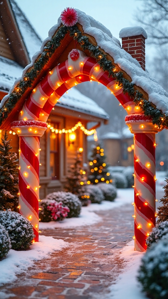whimsical charming nostalgic gingerbread house archway