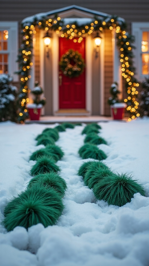 whimsical grinch footprint holiday display