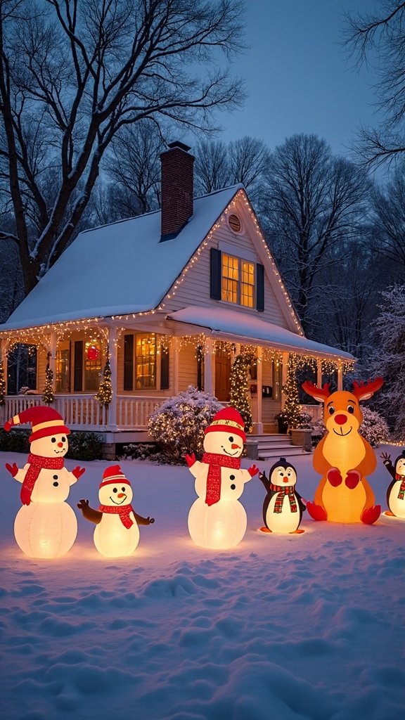 whimsical inflatable character village display