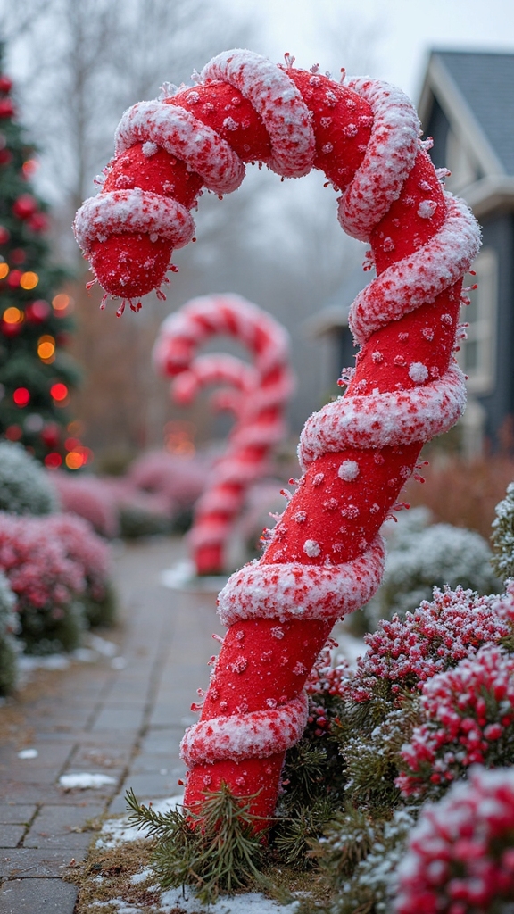 whimsical spiraled gravity defying candy canes