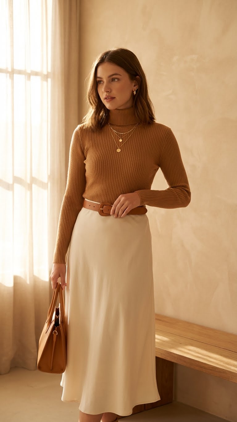 13 Cream Skirt Outfit Ideas for Winter With Soft Neutrals