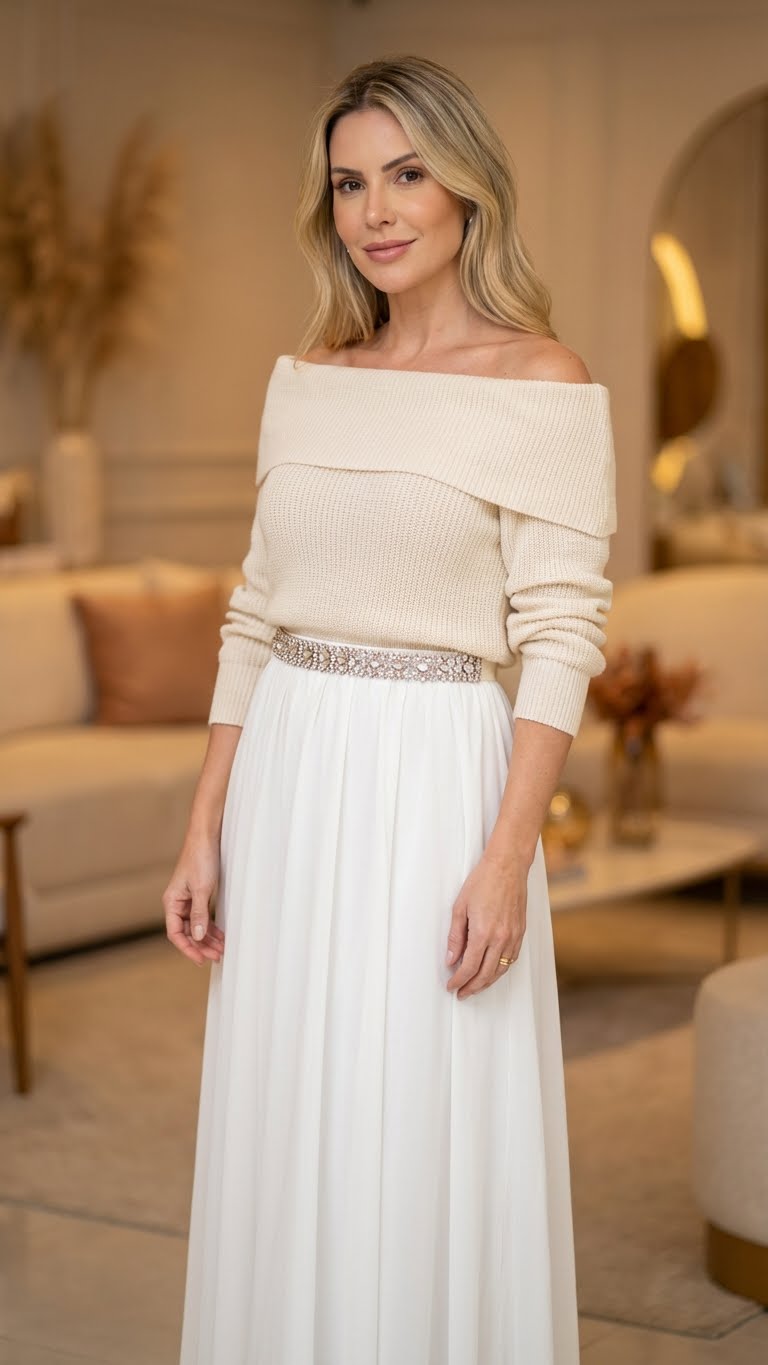 12 Elegant White Maxi Skirt Outfit Ideas for Winter Glamour
