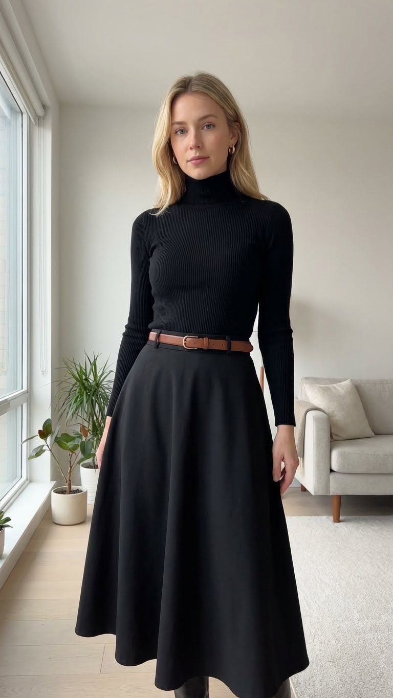 14 Long Black Skirt Outfit Ideas for Winter Elegance
