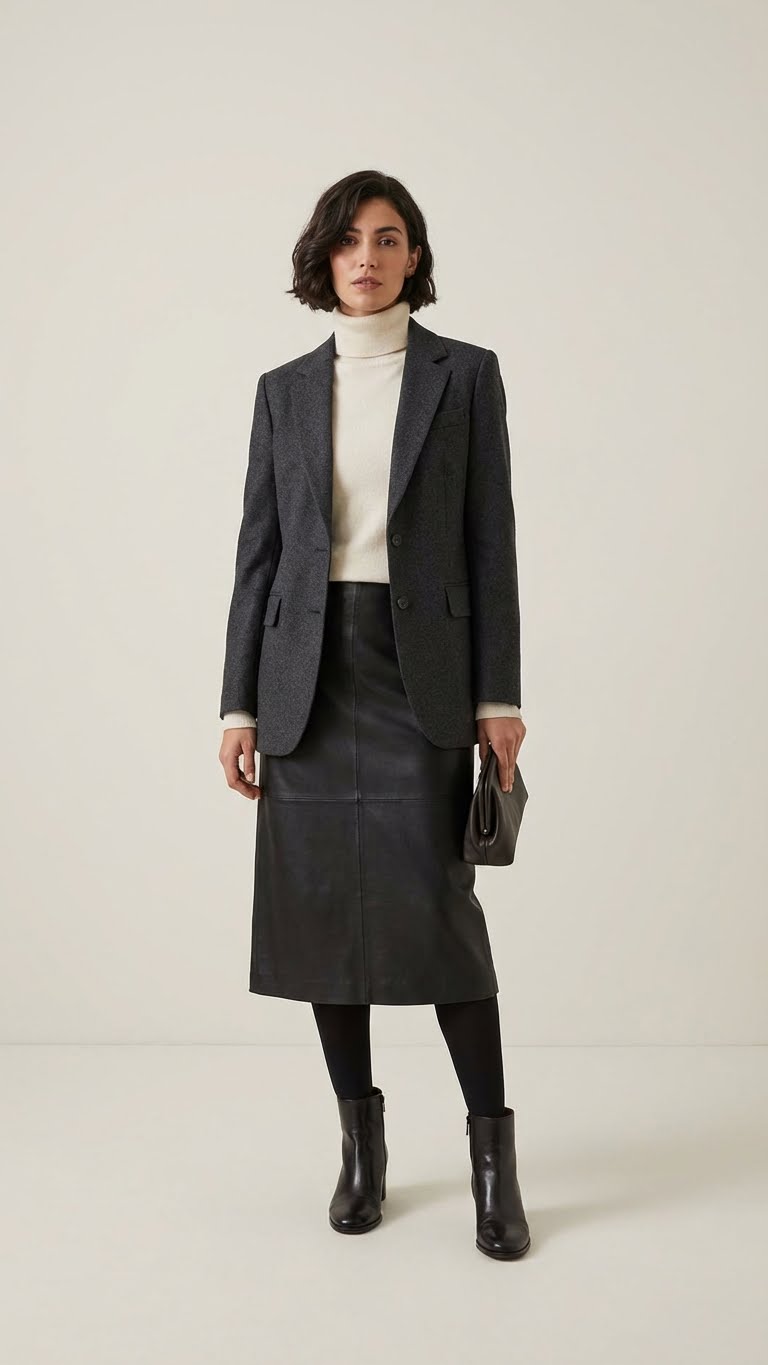 12 Black Leather Skirt Outfit Ideas for Winter Fashionistas