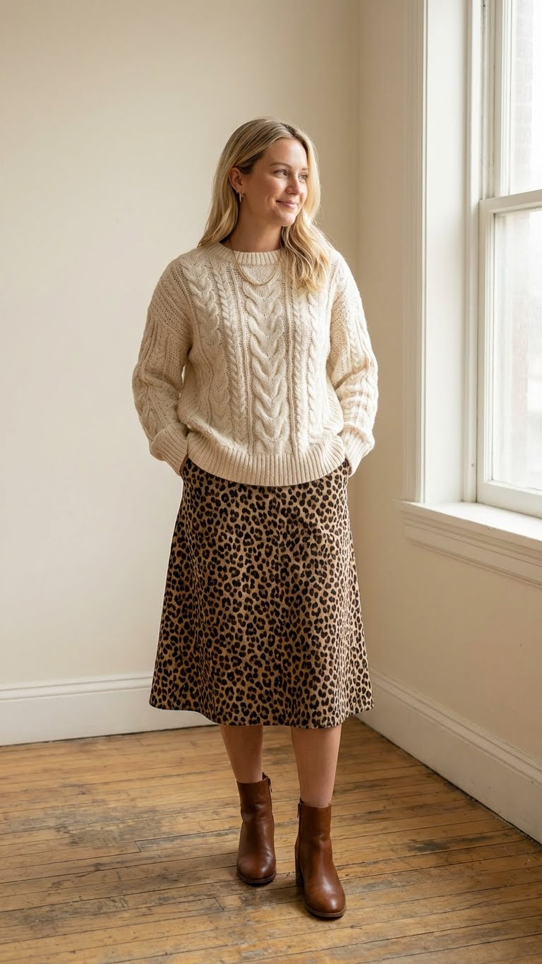 12 Leopard Print Skirt Outfit Ideas for Winter That Turn Heads