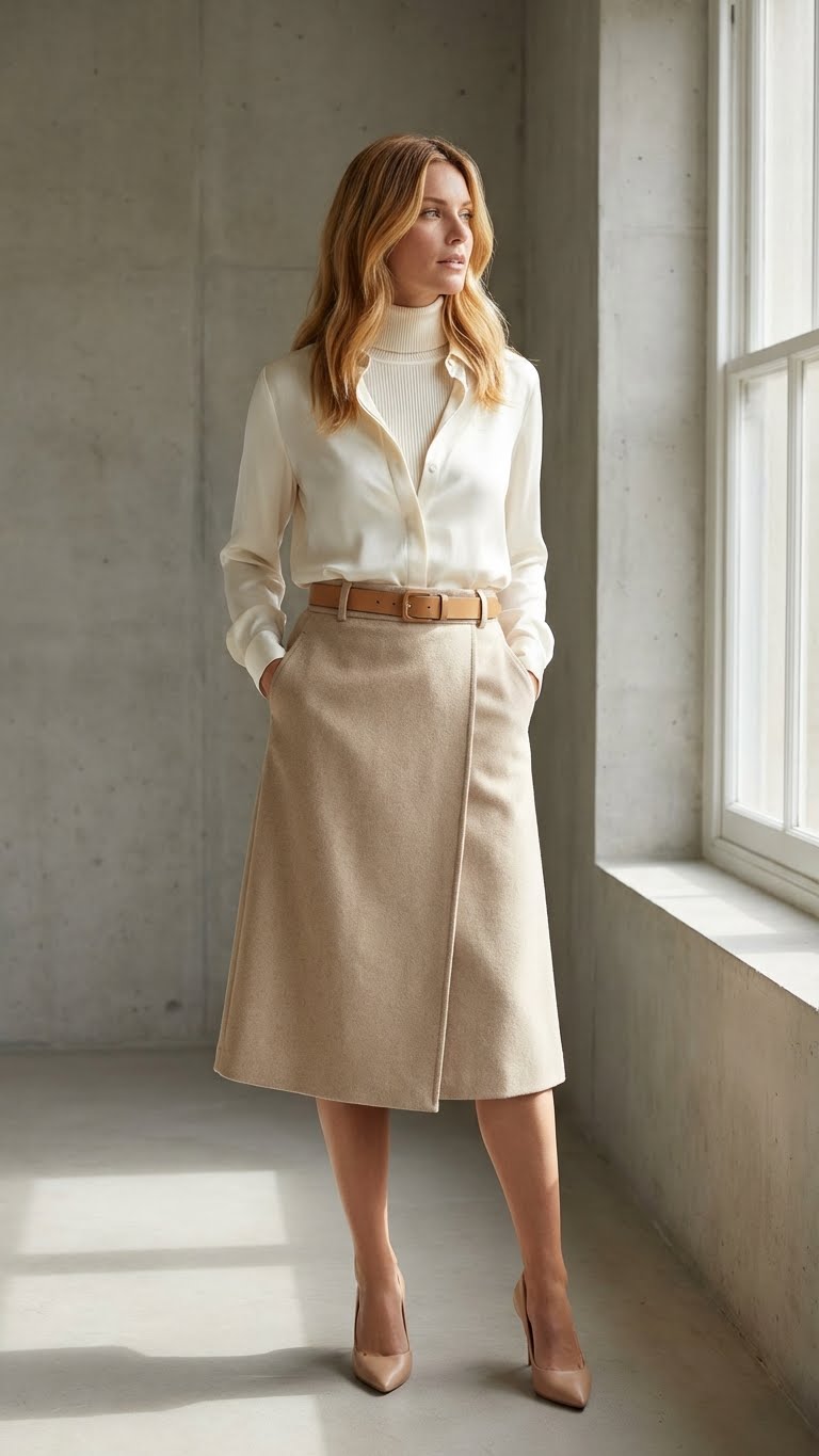 10 Beige Skirt Outfit Ideas for Winter With Neutral Perfection