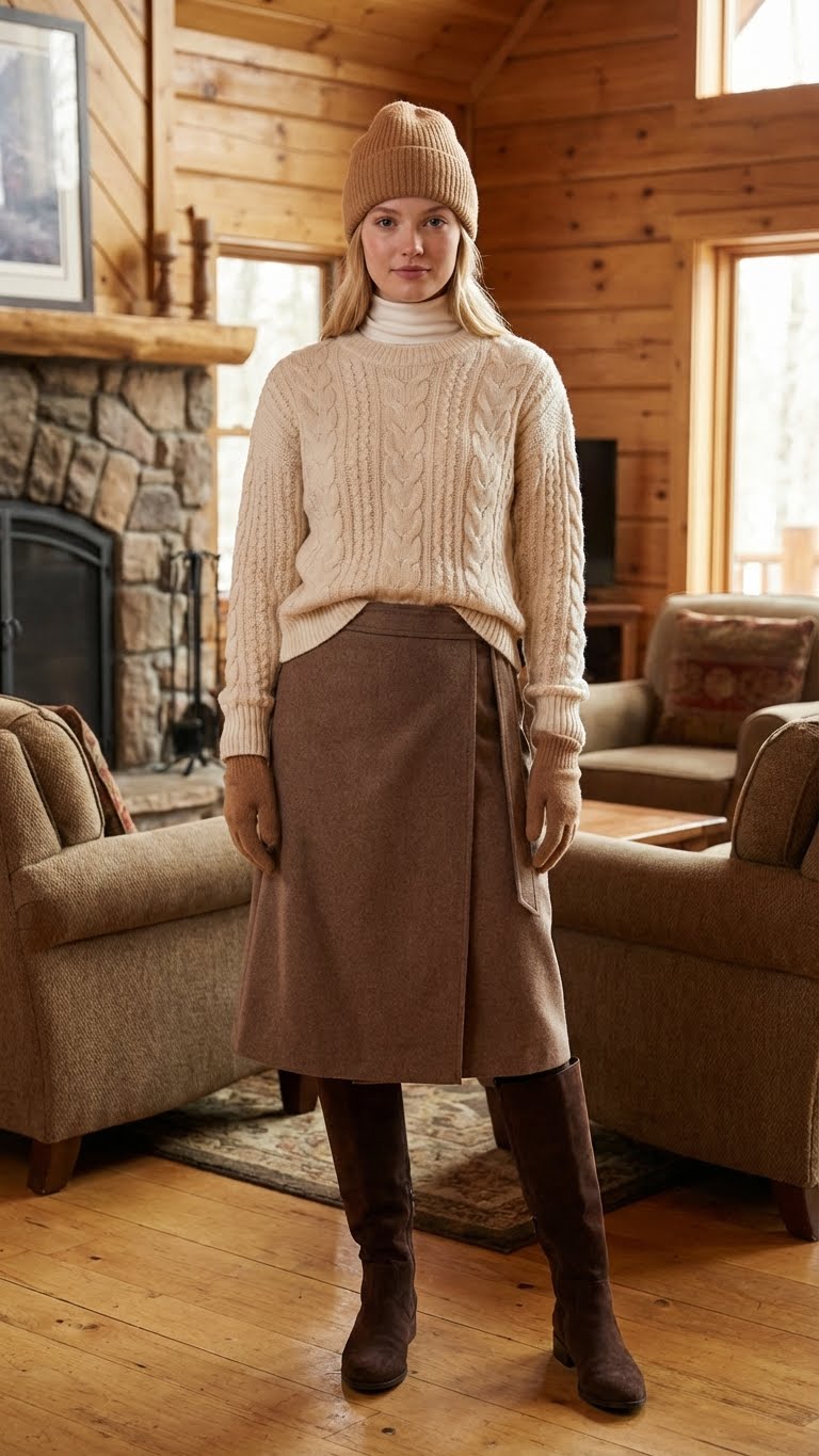 13 Brown Skirt Outfit Ideas for Winter That Feel Warm and Chic