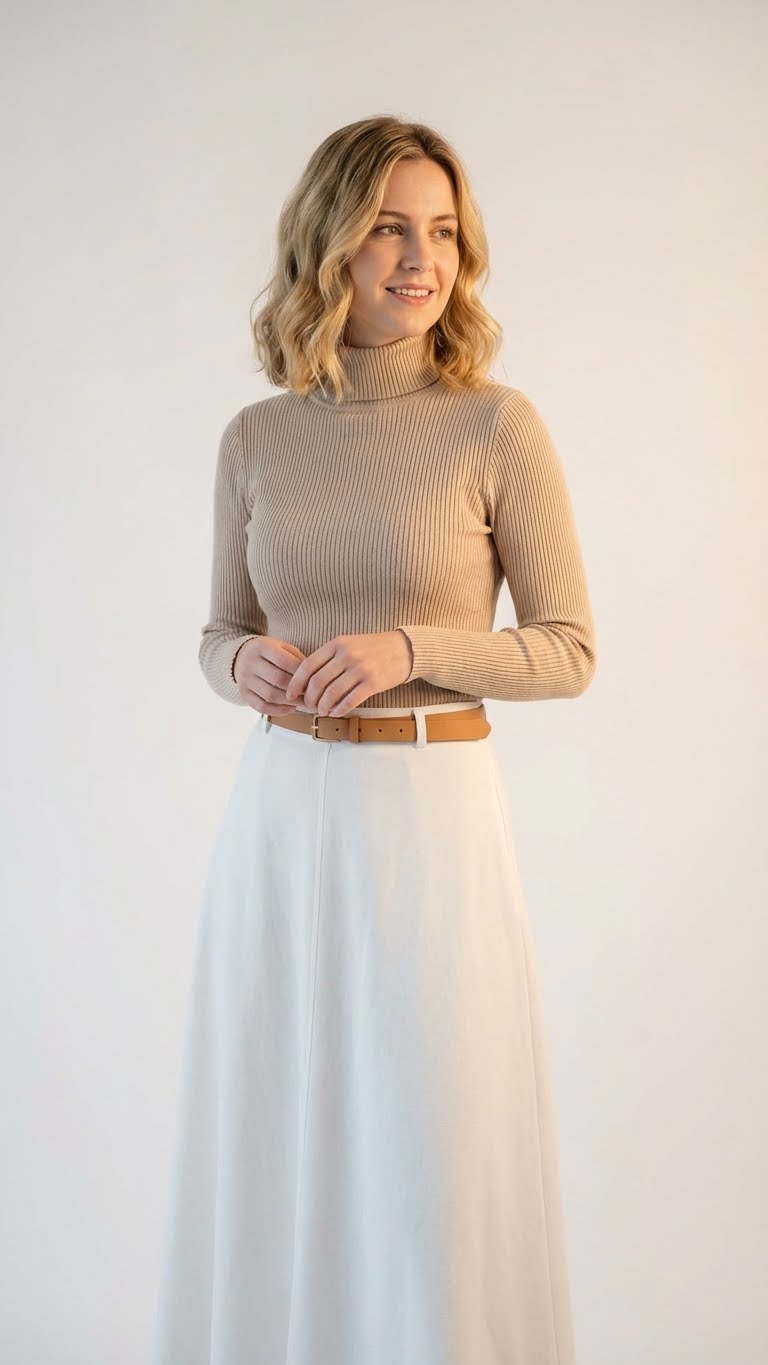 12 White Long Skirt Outfit Ideas for Winter Grace