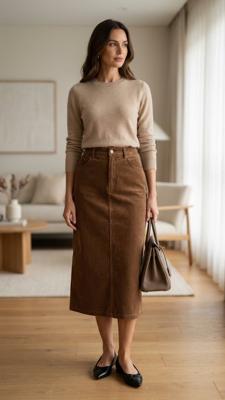 12 Corduroy Skirt Outfit Ideas for Winter Warmth and Texture
