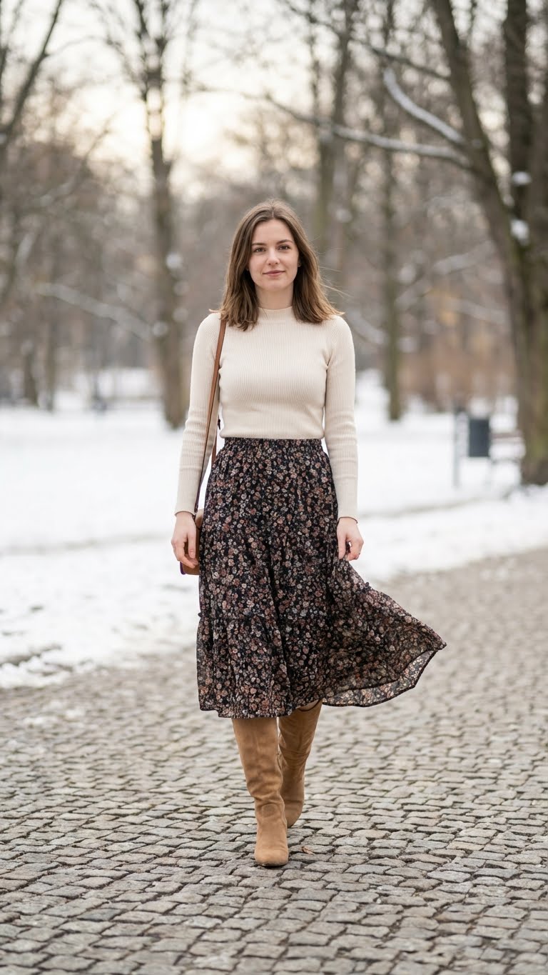 12 Winter Skirt Outfit With Boots Ideas That Look Effortless