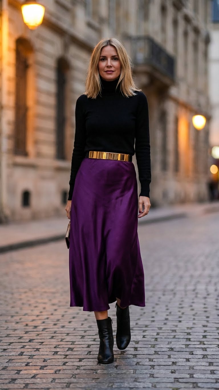 10 Elegant Silk Skirt Outfit Ideas for Winter Evenings