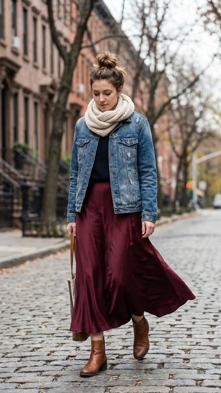 11 Sophisticated Satin Skirt Outfit Ideas for Winter Looks