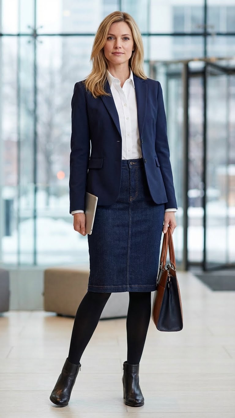 13 Stylish Jeans Skirt Outfit Ideas for Winter Wardrobes