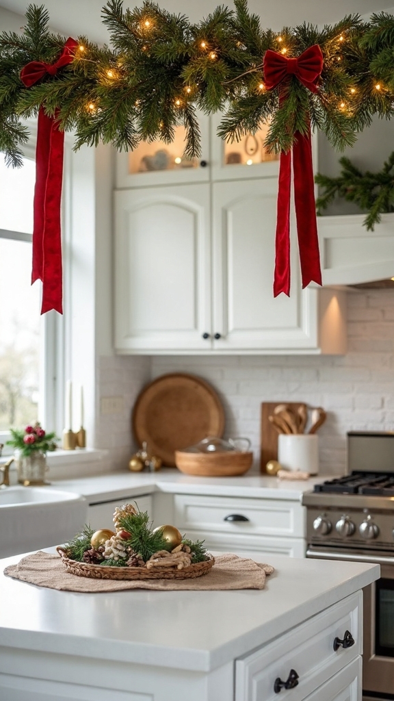 cabinet top christmas garland