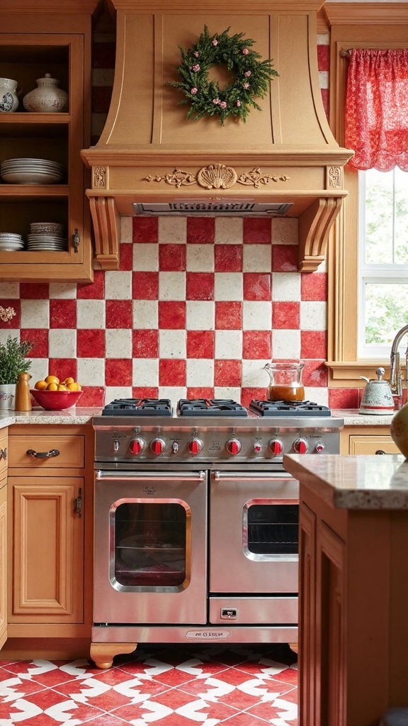 candy cane inspired backsplash statements