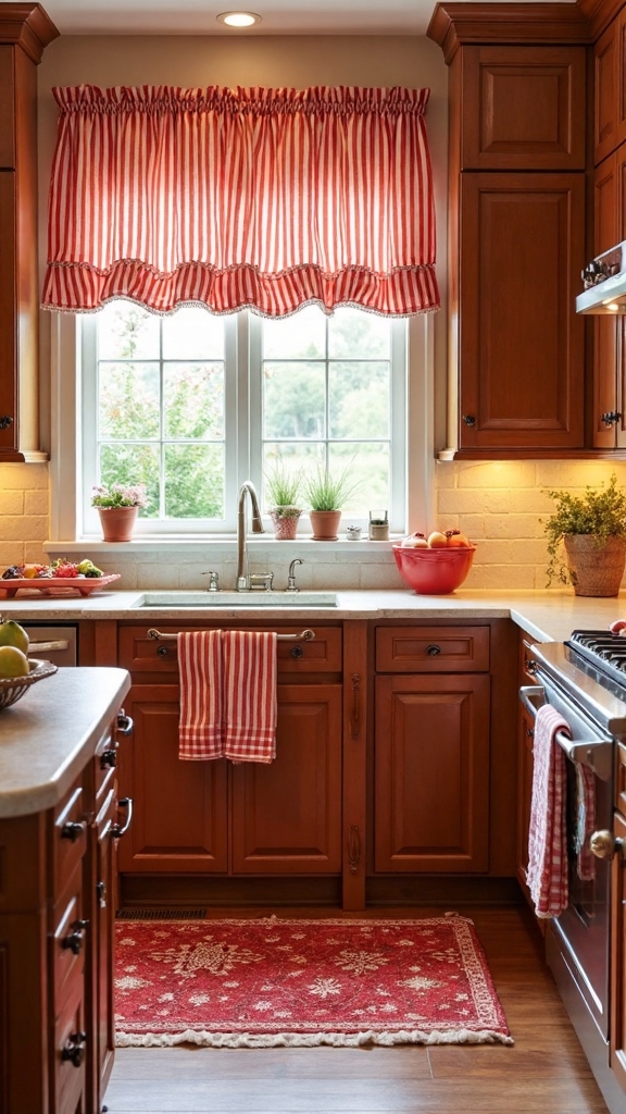 candy striped kitchen textiles charm aesthetic