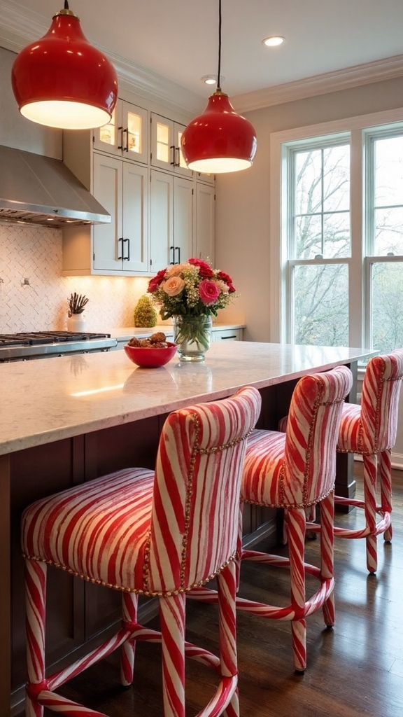 candy themed seating transforms cooking space
