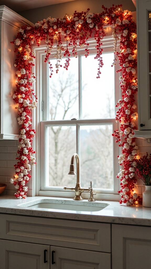 cascading christmas window decor