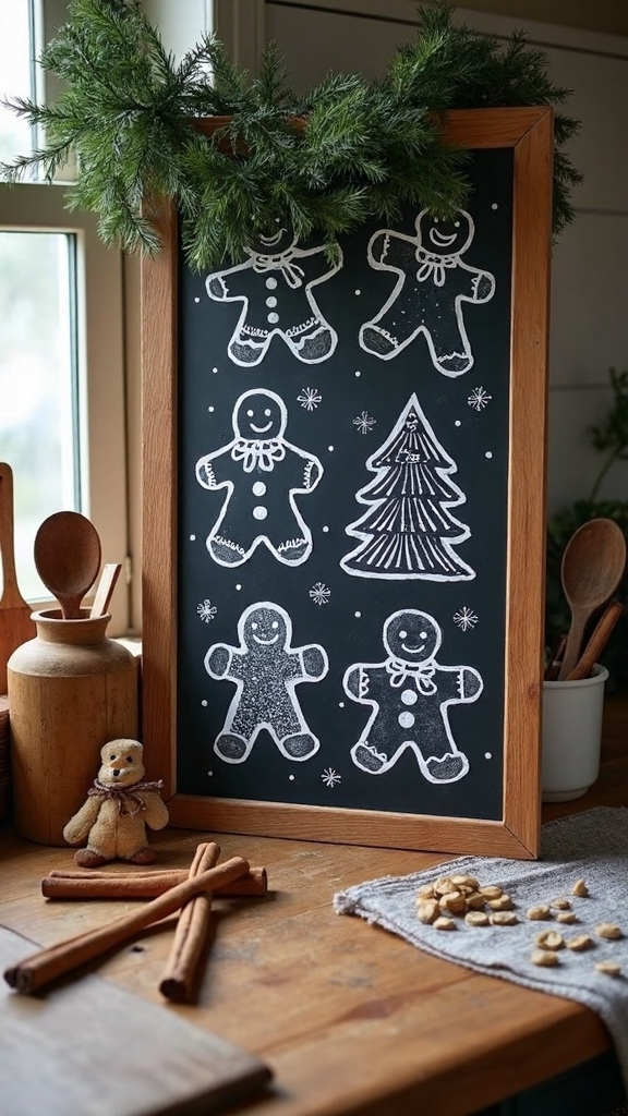 chalkboard christmas cookie recipes on display