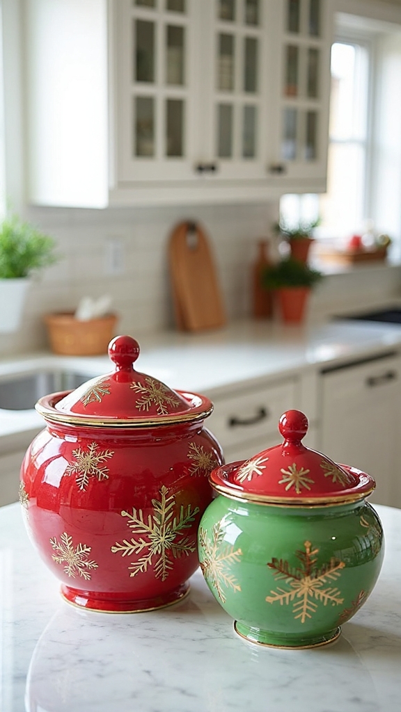 coordinated cookie jars showcase festive flair