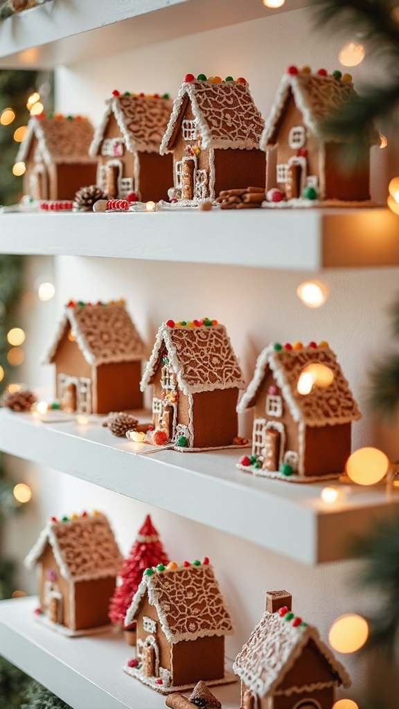 cozy miniature gingerbread village display