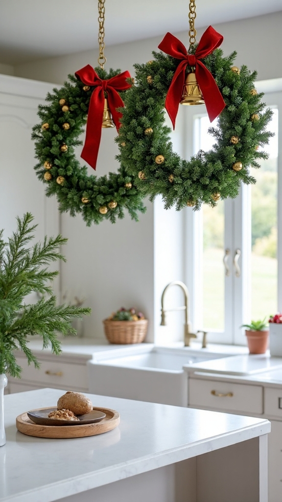 dramatic overhead wreath installation for impact