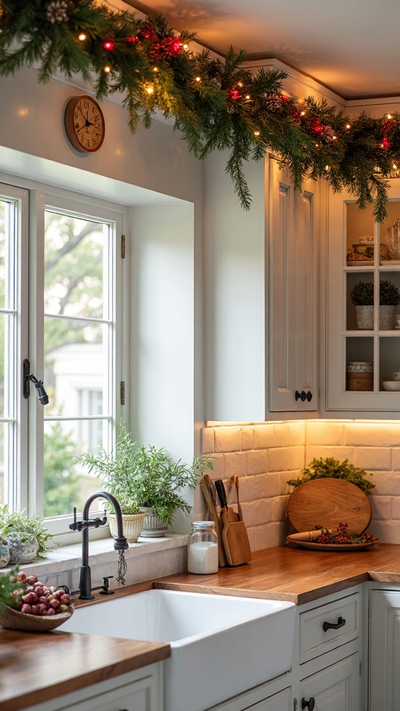 elegant holiday cabinet crown decor