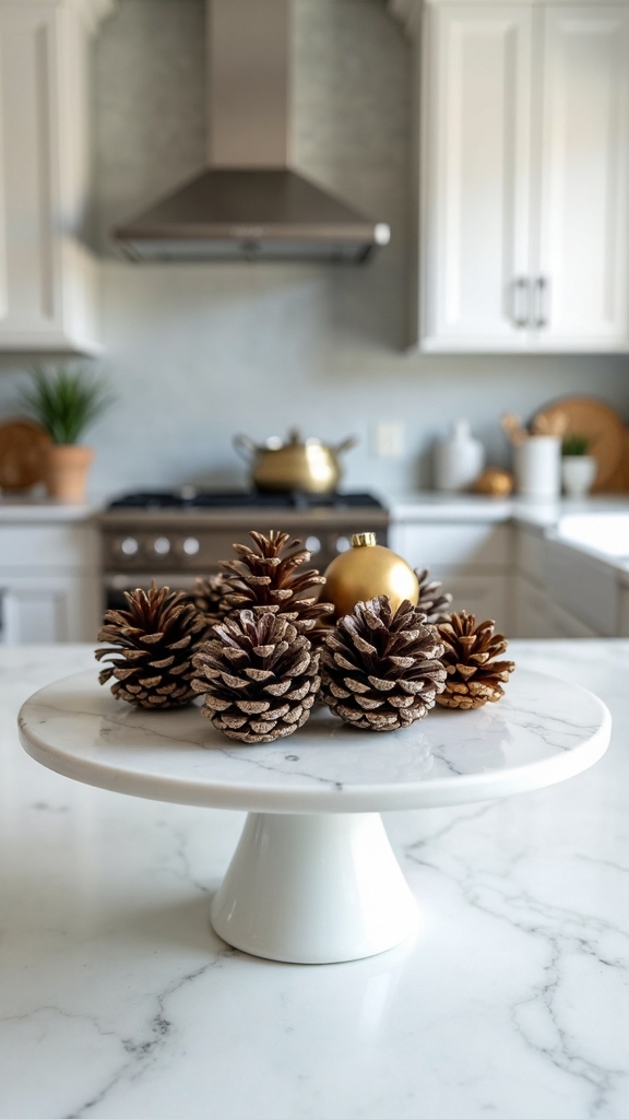 elegant marble pinecone christmas centerpiece