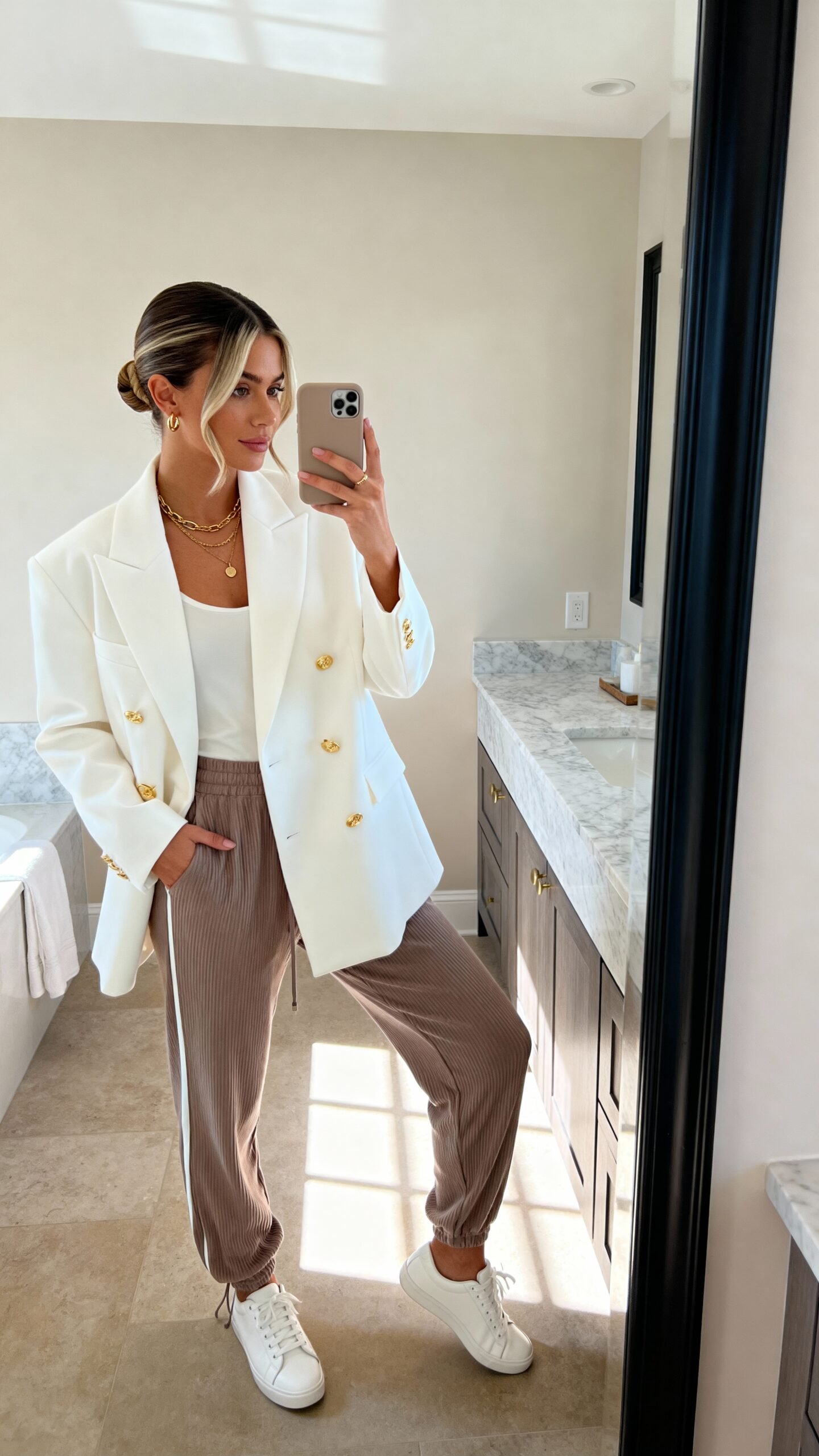 elevated airport casual chic outfit