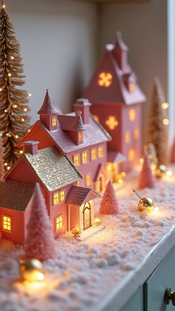 enchanted metallic christmas village scene