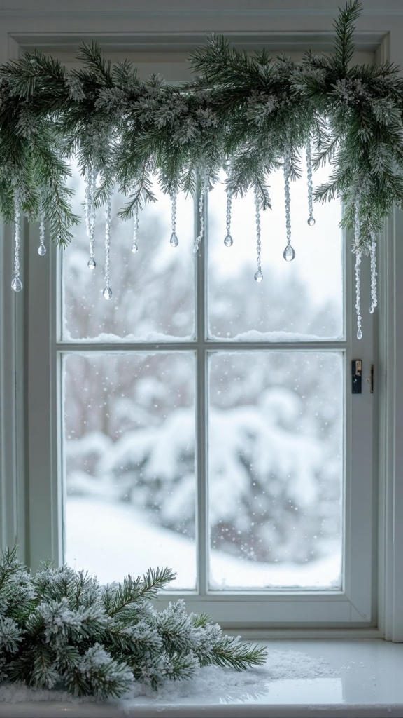 enchanting winter kitchen window display
