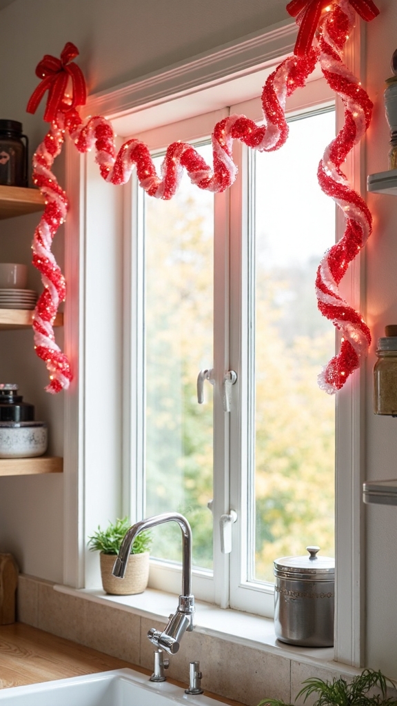 festive candy cane ribbon garland