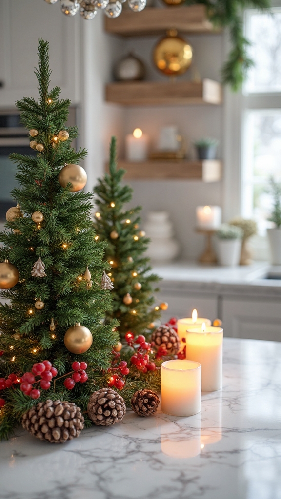 festive kitchen counter holiday decorations