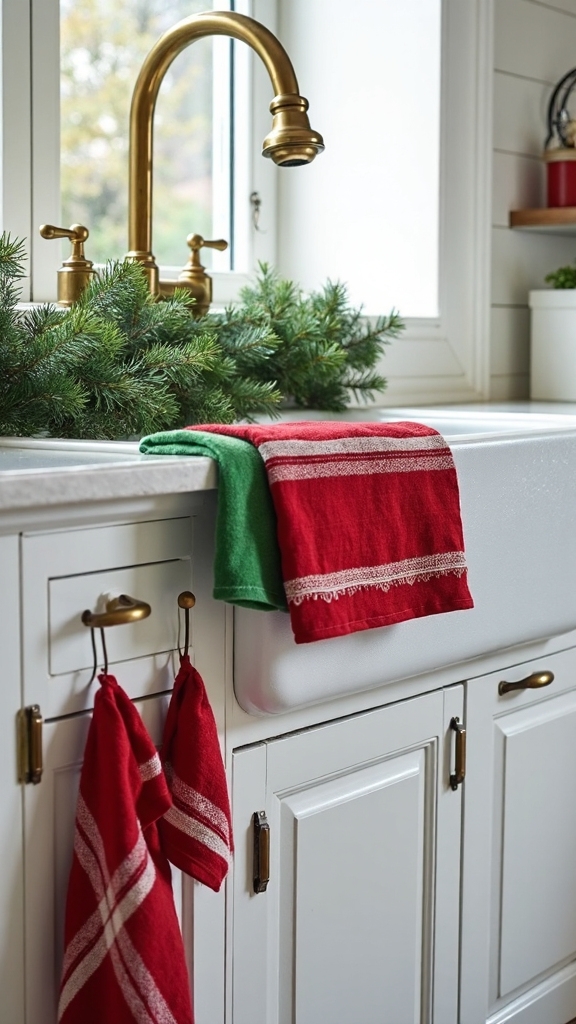 festive kitchen towel display hooks