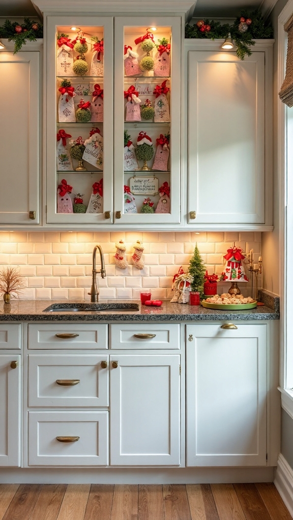 heartwarming cabinet side holiday card displays