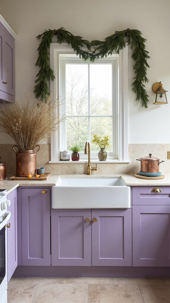 lavender cream toned french holiday kitchen