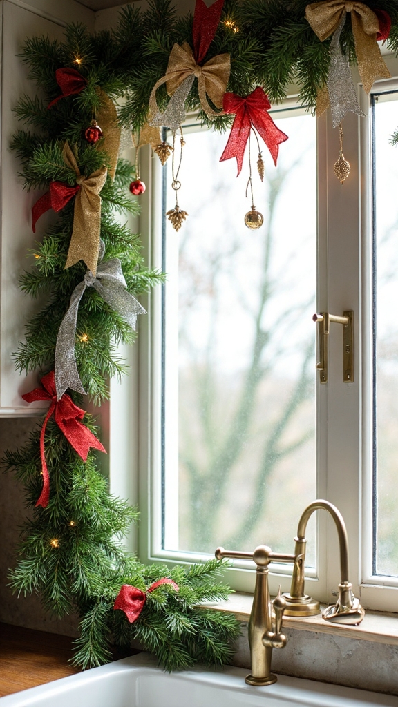 layered colorful flowing textural ribbon garland