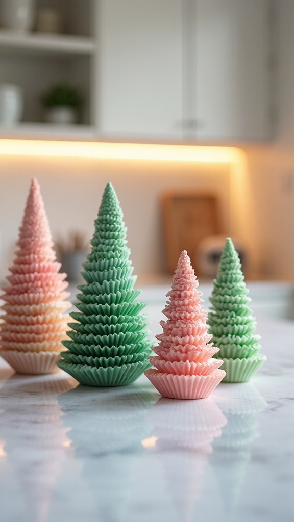 layered cupcake liner christmas trees