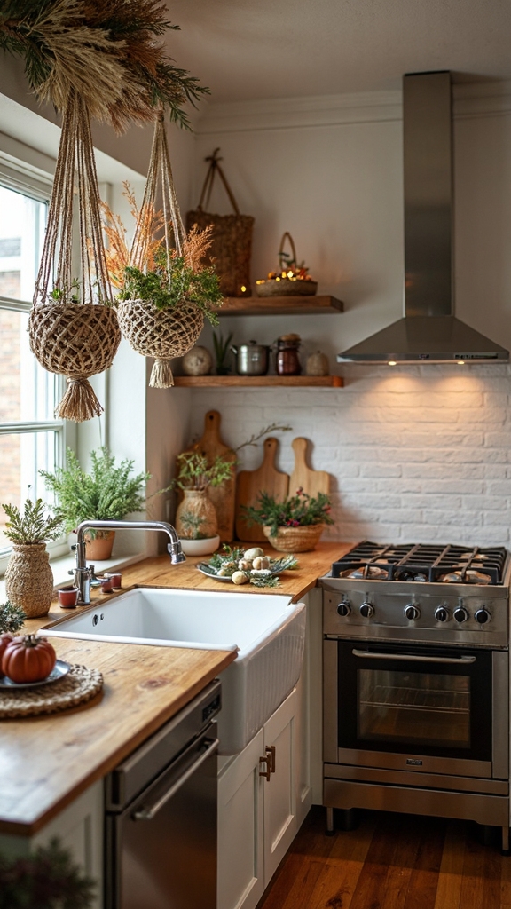 macrame dried florals bohemian holiday kitchen