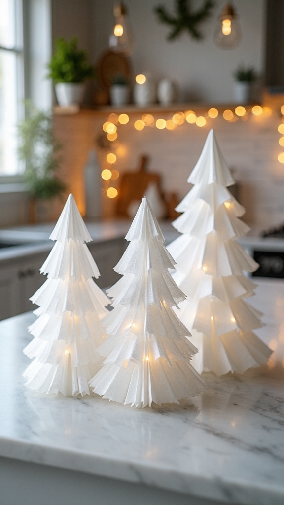 miniature coffee filter christmas trees
