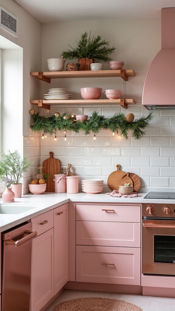 pink christmas kitchen decor