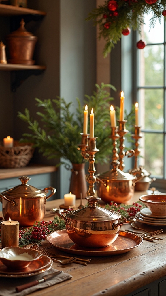 refined metallic holiday kitchen decor