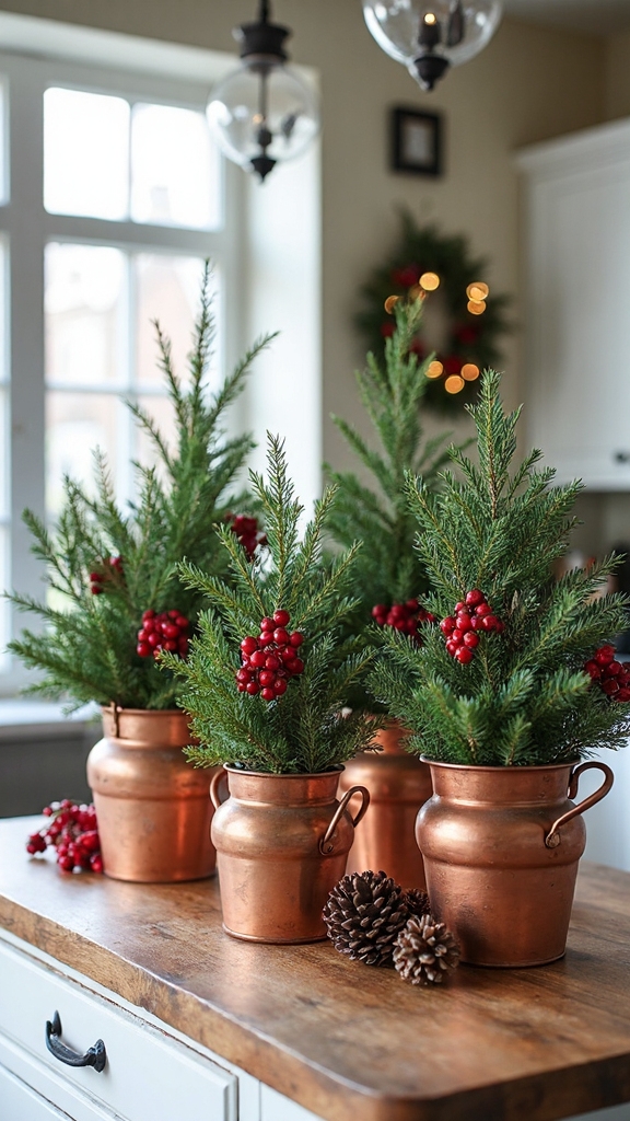 rustic copper christmas tree arrangements