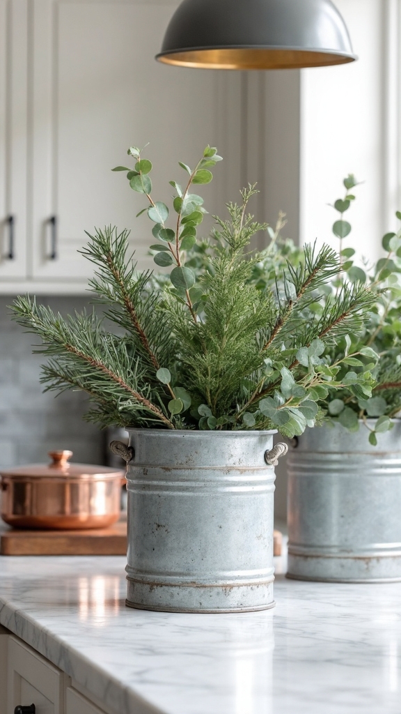 rustic farmhouse galvanized metal containers