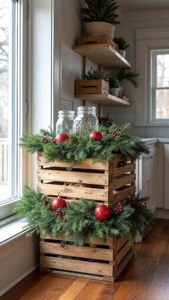rustic holiday storage displays