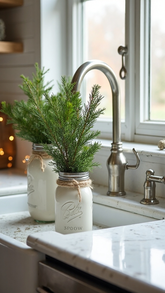 rustic winter wonderland in mason jars