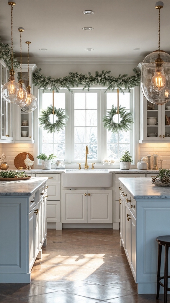 serene holiday kitchen decorations inspiration