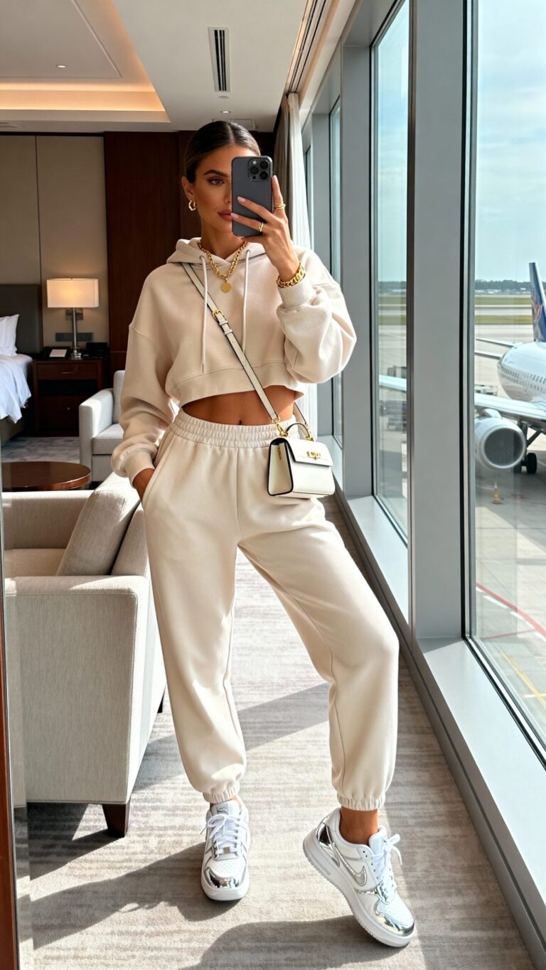 sophisticated athleisure airport chic