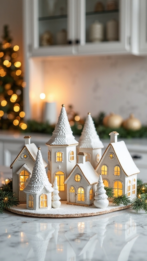 sophisticated ceramic christmas village display