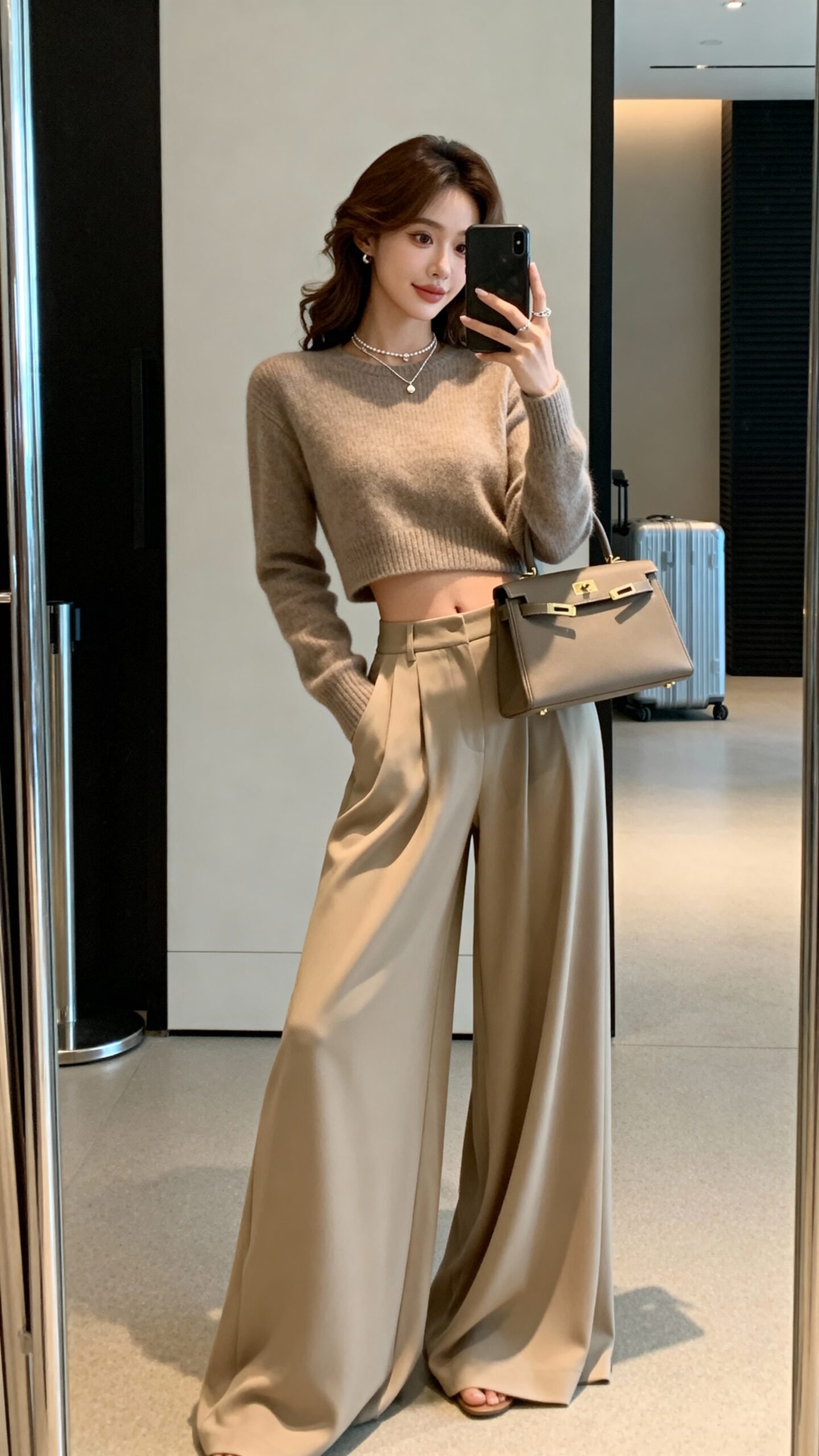 sophisticated comfortable airport fashion ensemble